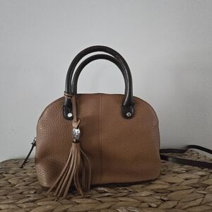 Tignanello Leather Brown Satchel with Crossbody Strap